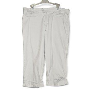 Bandolino Comfy Stretch Waistband Cuffed Cropped Light Gray Pants Size 16